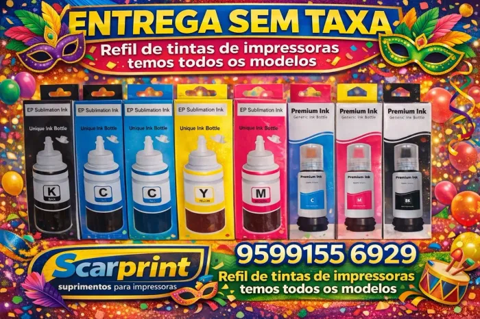 Feriado entrega sem taxa refil de tintas de impressoras
