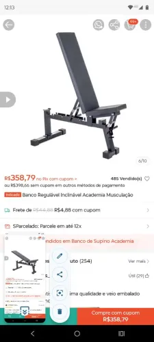 Banco supino com regulagem