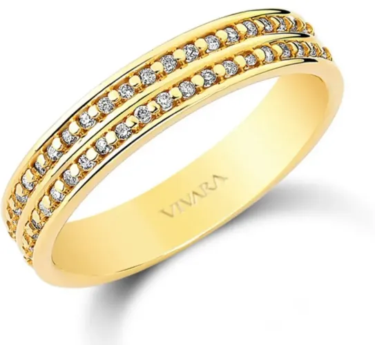 Anel Aliança vivara Always Ouro Amarelo 18k Com Diamantes 0,16ct, 5mm
