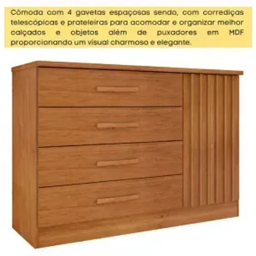 Cômoda Cabeceira Cama Barcelona 4 Gavetas