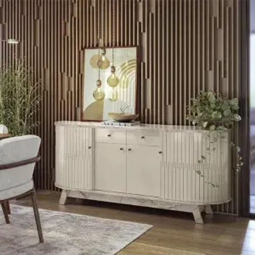 Buffet Mônaco Calacata/Off White Com Frete Grátis