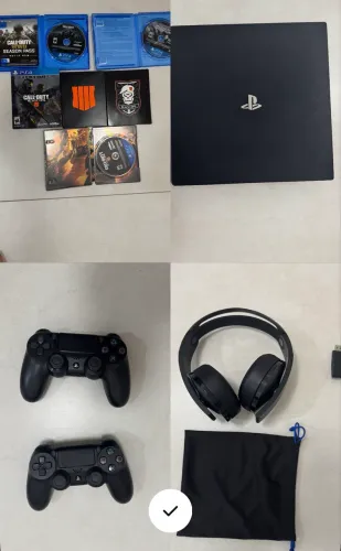 PS4 Pro 1 Tb 2 cont 3 COD 1 fone Bluetooth e 39 jogos na memória 