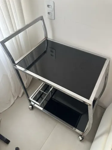 Carrinho/ Bar em vidro e inox, lindo!