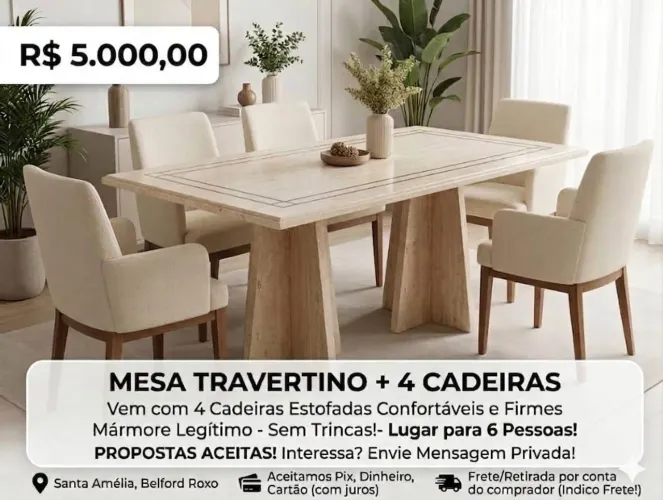 Mesa de mármore ( Mesa veio diretamente do Egito).
