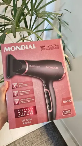NOVO | SECADOR DE CABELOS Mondial Black Rose 2200W Bivolt Tourmaline Íon