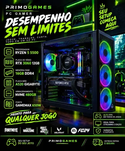 PC GAMER RYZEN 5 5500-16GB-RTX3060 12GB