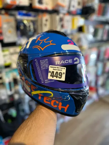 CAPACETE RACE TECH HIT FASTER - AZUL | TAMANHO 62