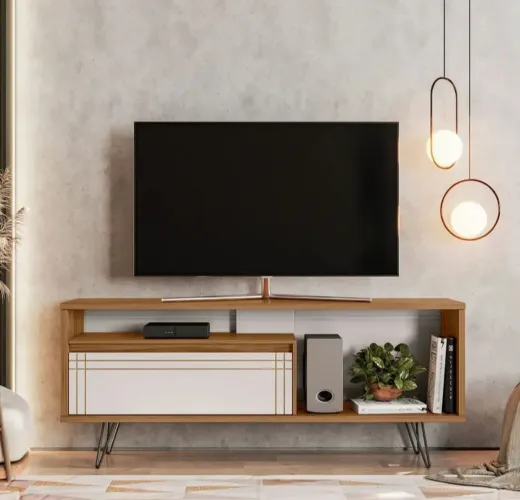 Rack para TV Notável Móveis NT1285 para TVs de Até 60" na Cor Freijó com Off White