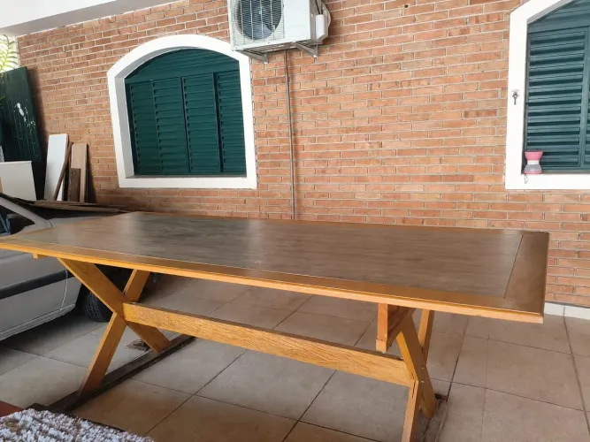 Mesa de Madeira Rústica 2,5m x 1m - Excelente Estado