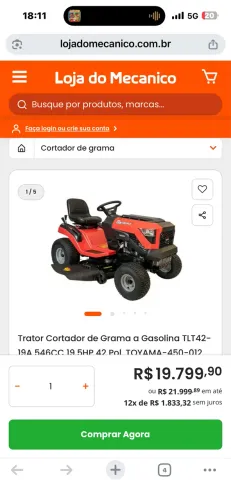 Trator cortador de grama