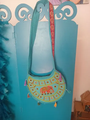 Bolsa azul indiana algodão