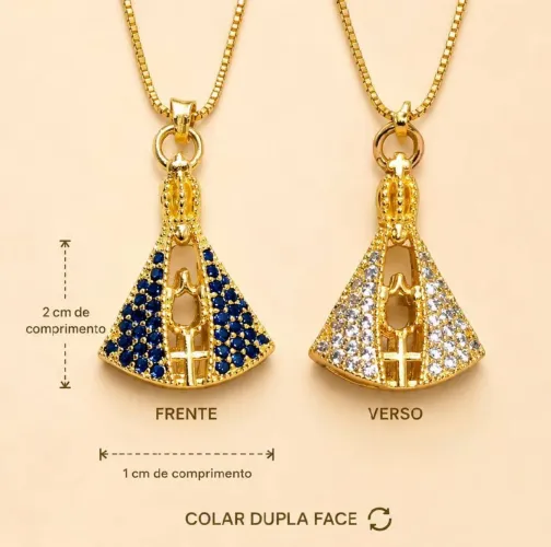 Medalha com corrente de Nossa senhora de aparecida