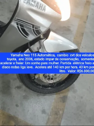 Yamaha Neo 115 automática, com partida elétrica. Um sonho para mulher