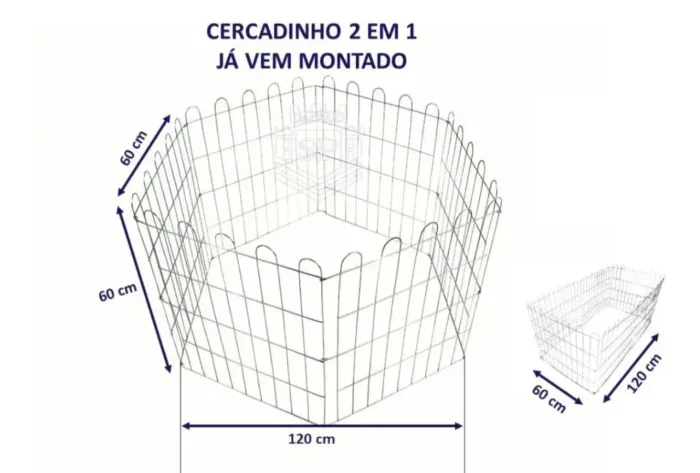 Cercado pra pet 6 grades aramadas 60x120 cm