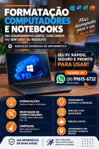 Formatação de computador e notebook a domicílio