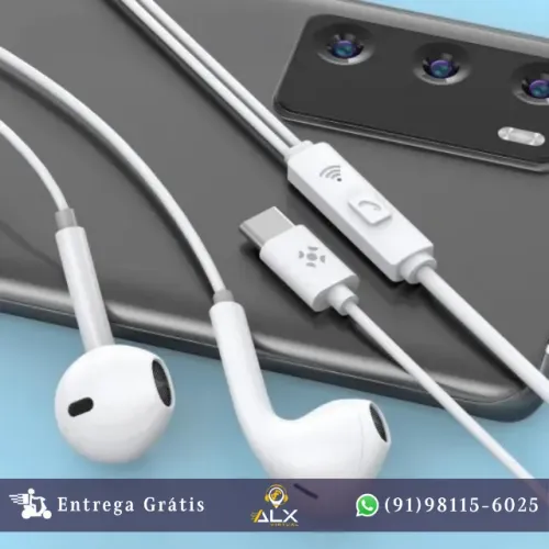Fone de Ouvido Auricular Com Fio Tipo-c Fortrek Eb210 Branco *ENTREGA GRÁTIS*