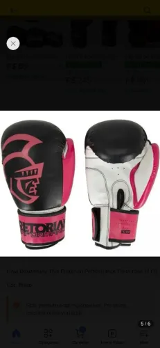 Luva Boxe/Muay Thai Pretorian Performance Preta/Rosa