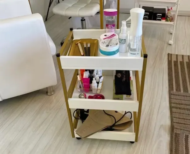 Carrinho Auxiliar Nail Designer Industrial Mdf Branco