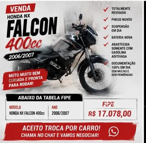 HONDA NX FALCON 400cc - 2006/2007 | OPORTUNIDADE!