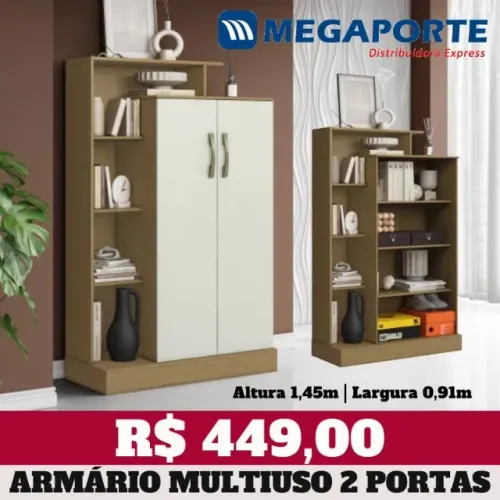 Armário Escritório 2 Portas com Nichos (NOVO) Entrega Grátis!