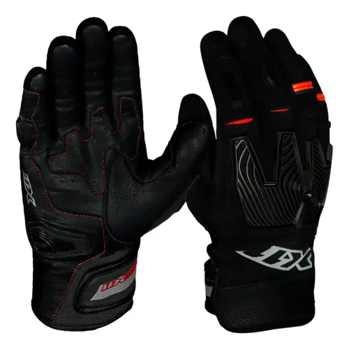 Luva Motociclista X11 Havoc Couro/Neoprene Cano Médio c/ Proteções 