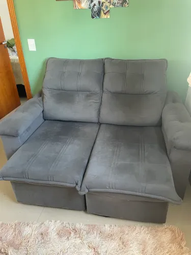 Sofá Retrátil e Reclinável 2 Lugares - Suede Cinza