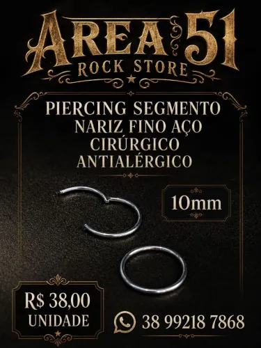 Piercing argola fina para nariz aço cirúrgico antialérgico