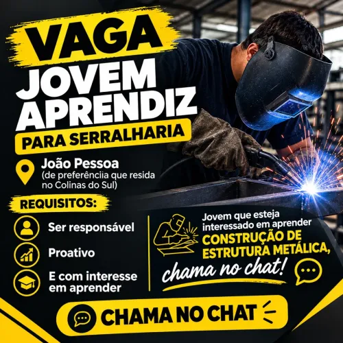 Vaga de jovem aprendiz para serralharia