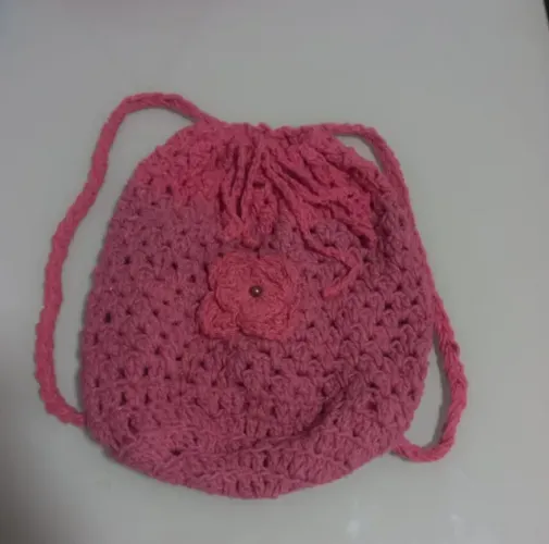 Bolsa Infantil Crochê Rosa Flor Tiracolo Artesanal Nova $30 Cada