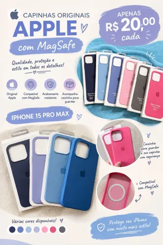Com de Capinhas iPhone 15 Pro Max, com MagSafe, Primeira Linha, com caixa