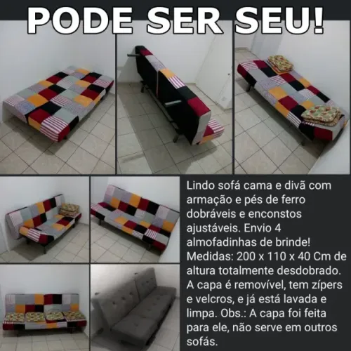 Sofá cama divã dobrável