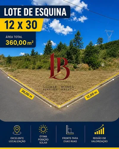 Terreno de esquina com 360m² no bairro São Luiz