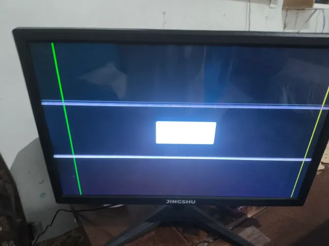 Monitor Jingshu com defeito, tela piscando e linhas. Pol 19