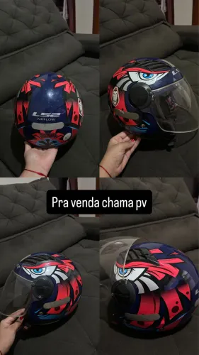  Capacete LS2 Airflow OF562 Tribal - Azul/Laranja (Aberto)
