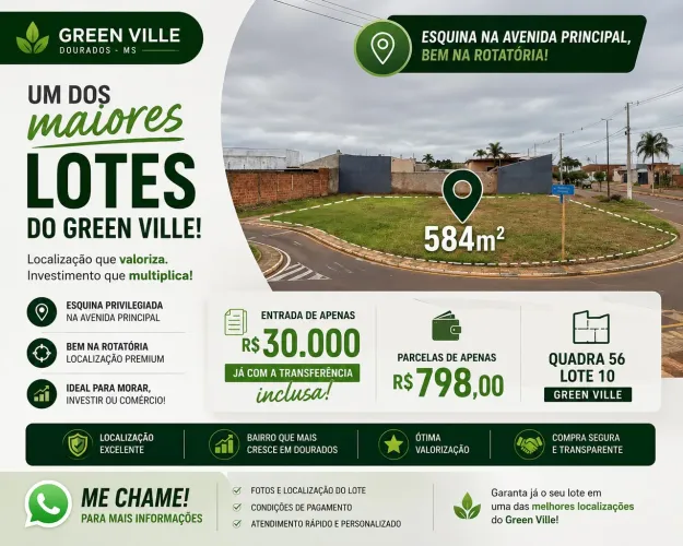 Lote de esquina na avenida do Green Ville 