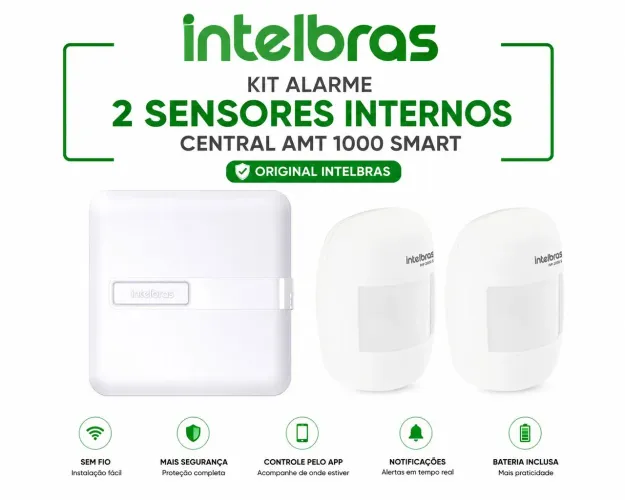 Kit alarme Intelbras sem fio com 2 sensores