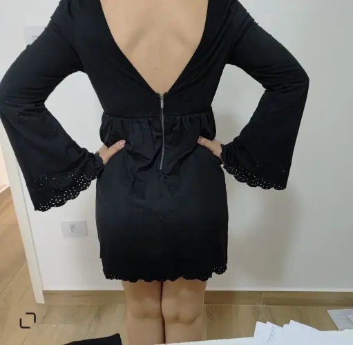 Vestido Preto Manga Longa Canal - Tamanho M (Usado 1 Vez)