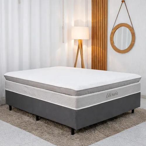Colchão Casal Espuma Viscoelástica + Base Box Simples rf543