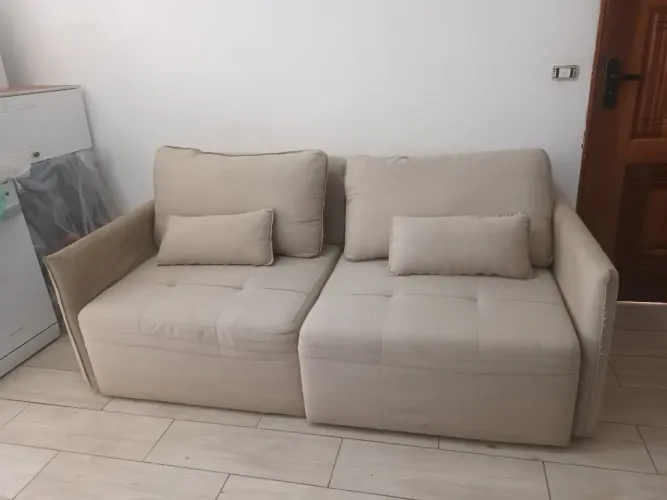 Sofá Modular 2m Cor Areia com Almofadas