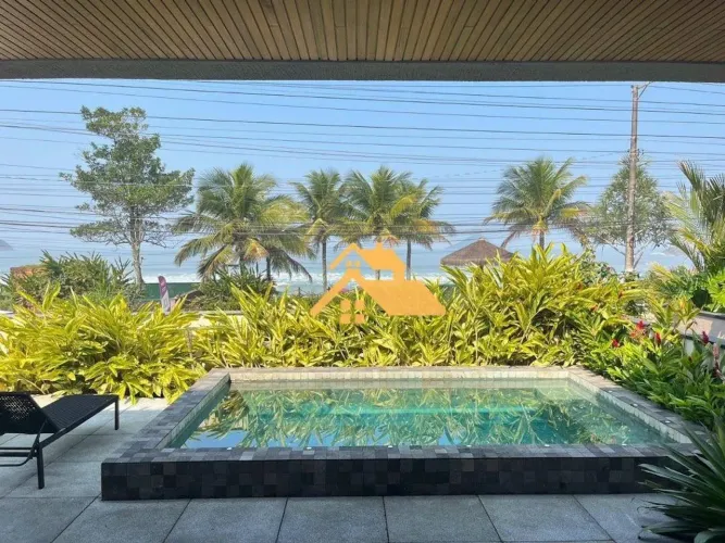 Locação Anual Frente ao Mar em Juquehy: Casa com 4 Suítes, Piscina Privativa, Varanda Gour