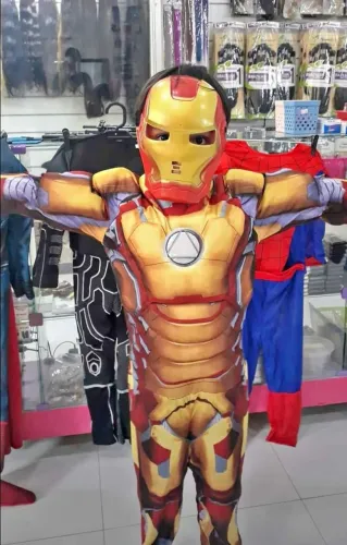 fantasia infantil luxo homem ferro herói acolchoado 4-6, 7-8, 9-10 anos