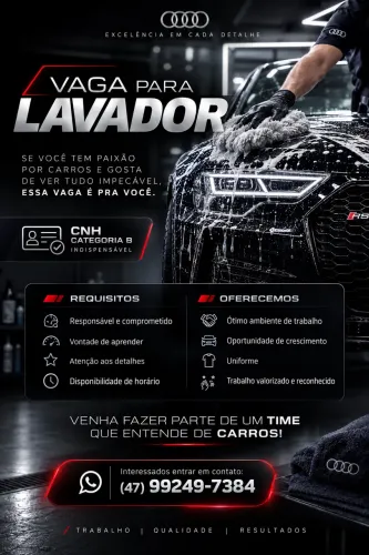 Vaga de emprego para lavador