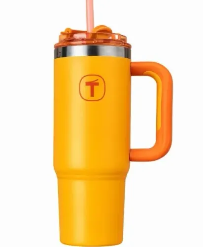 Tupperware Copo Térmico Big T com Canudo 1,1 litro Laranja
