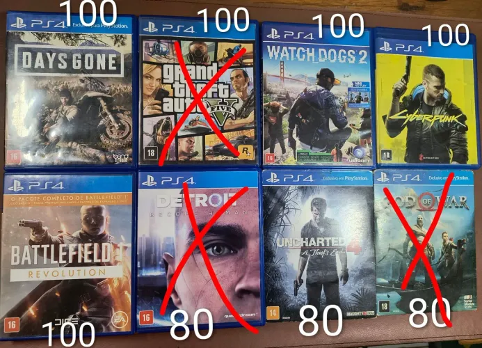 JOGOS PS4 (VALOR NA FOTO)