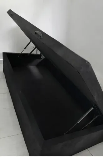 Cama Box Suede com baú solteiro + colchão D33 88cm preto 