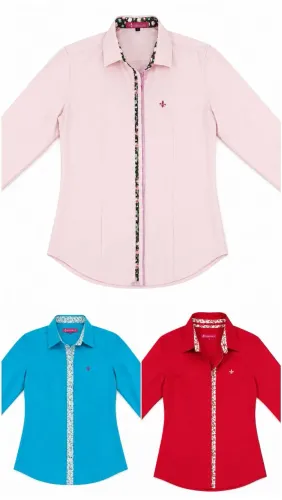 Kit Três Camisas Social Feminina
