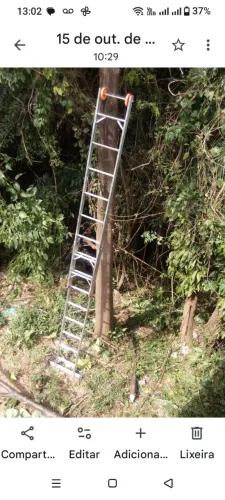 Escada de fibra de alumínio 16 degraus 