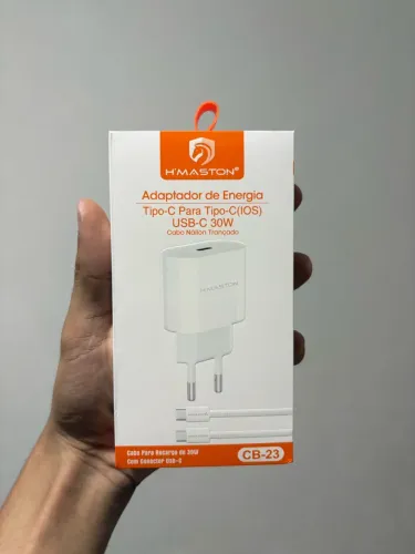 Carregador Turbo 30W H'MASTON Tipo-C para Tipo-C (CB-23) - Novo / Homologado Anatel