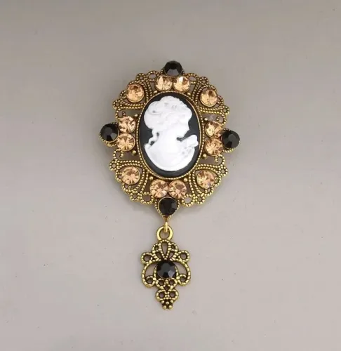 Broche de Camafeu Preto Pingente (novo)