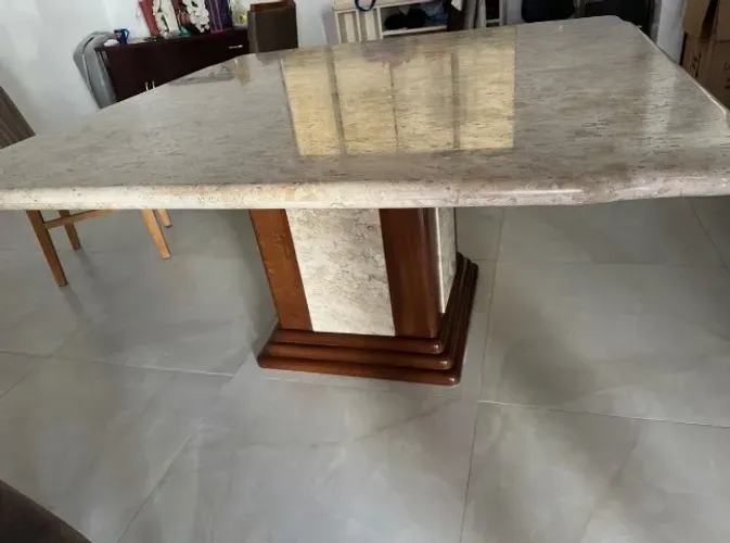 Mesa jantar pedra travertino